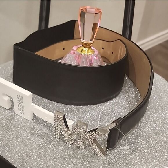 Michael Kors Embellished Logo Stretch Leather Belt main image 9